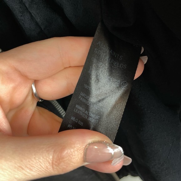 All Saints Altamont Leather Asymmetric Biker Jacket Black Size 12 - Picture 9 of 11